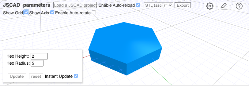 JSCAD Parameters Example